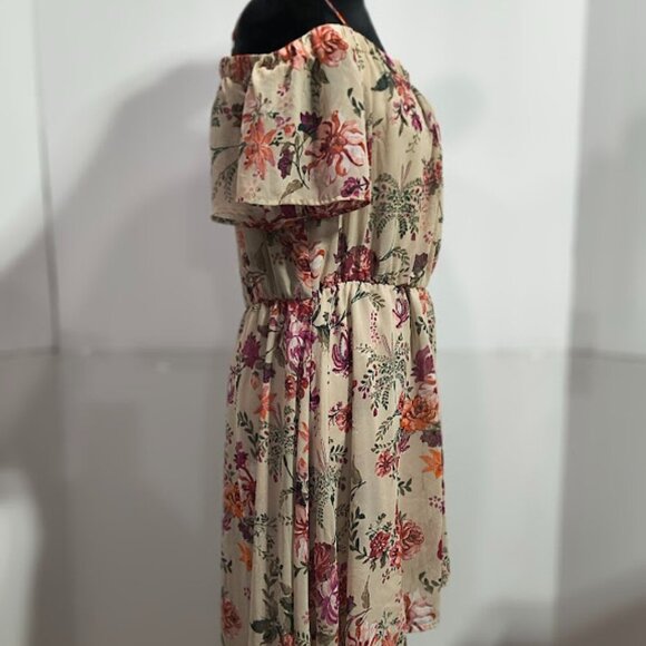 AUW Floral Off Shoulder High Low Floral Flowing Dress Women's XL - Picture 7 of 12